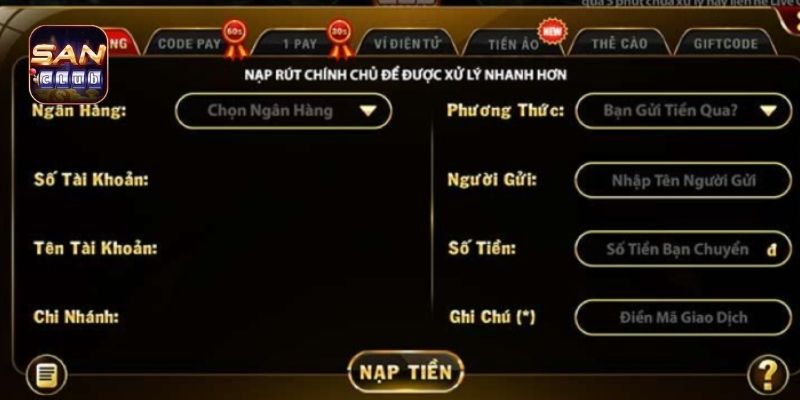 Nạp tiền Sanclub qua thẻ cào